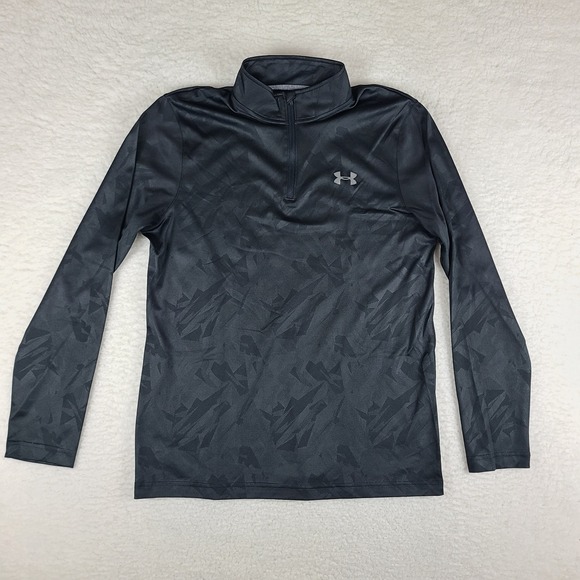 Under Armour Sweater Mens Medium Black Gray Loose Heatgear Performance Tech Golf - Picture 1 of 10